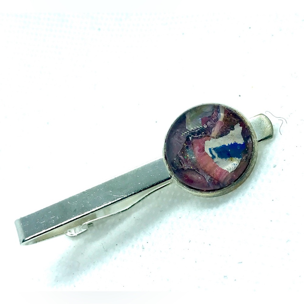 Tie clip pin silver plated 16mm handcrafted dome